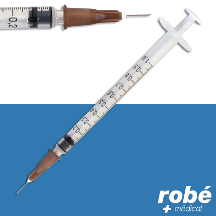 Seringue tuberculine BD Plastipak 3 pièces 1ml aiguille montée 25G ou 27G - Boite de 120