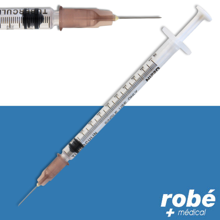Seringue tuberculine Nipro 3 pièces 1ml aiguille montée 26G - Boite de 100