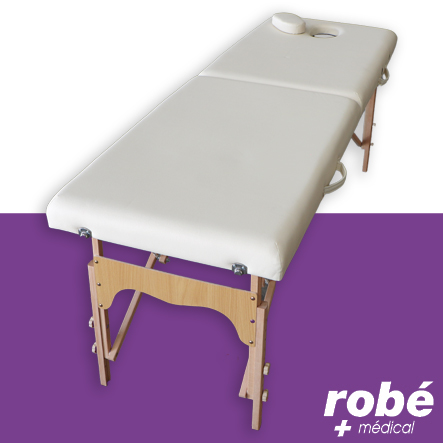 Table de massage pliante en bois largeur 60cm Crème - avec housse de transport - Salamender