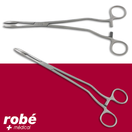 Pince de Chéron inox stérile à usage unique 25 cm Robé Médical