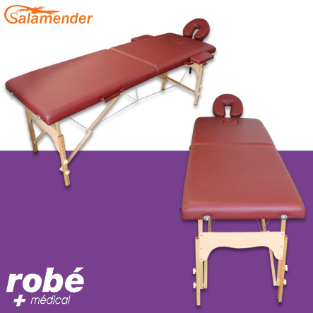 Table de massage pliante en bois largeur 60cm Burgundy - avec housse de transport - Salamender