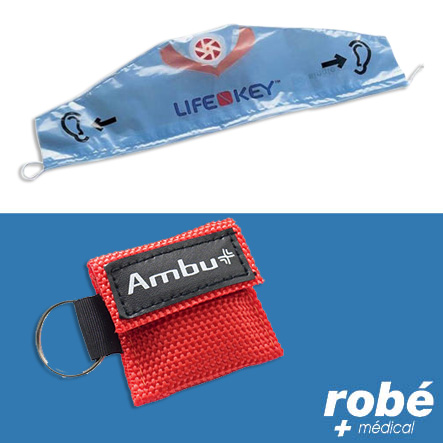 LifeKey Ambu Masque de protection bouche à bouche étui souple porte-clé