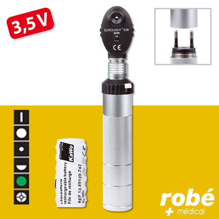 Ophtalmoscope Xénon Halogéne 3.5V Eurolight E36 - Kawe rechargeable