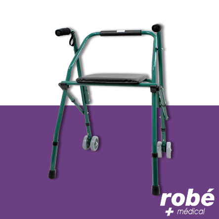 Déambulateur alu pliable 2x2 roues à l'avant assise et dossier