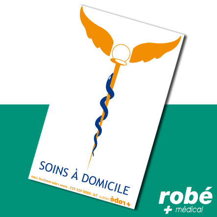 Caducée adhésif soins à domicile - Non daté
