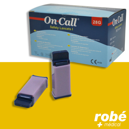 Lancettes de sécurité autorétractables 28G ON Call - Boîte de 100
