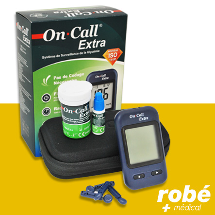 Glucometre ON Call Extra - Kit complet avec bandelettes, stylo autopiqueur
