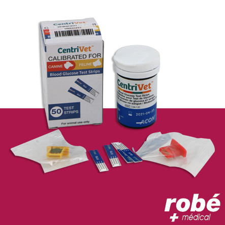 Bandelettes test glycémie ou cétones pour glucomètre - Centrivet