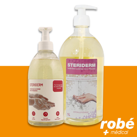 Savon surgras et hydratant haute fréquence mains et corps Steriderm - 500ml et 1L