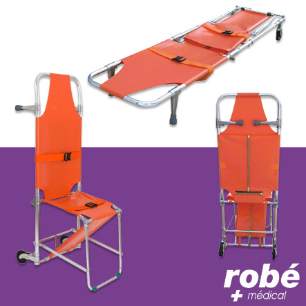 Brancard chaise d'évacuation pliable avec sangles de maintien