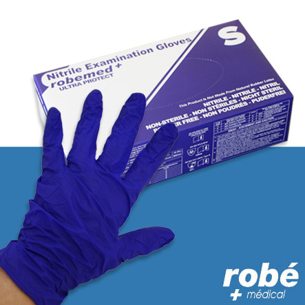 Gants d'examen nitrile non poudrés - Violet - Boîte de 100 - 3g - Aql 1,5 - Robemed
