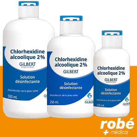 Chlorhexidine Gilbert désinfectante incolore 2% en flacon - 125ml, 250ml et 500ml