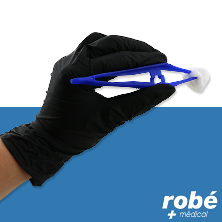 Gants d'examen nitrile non poudrés - Boîte de 100 - Noir - 3,5g - Aql 1,5 - Robemed