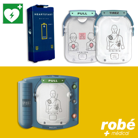 Accessoires électrodes ou batterie pour defibrillateur Philips HS1