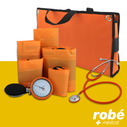 Kit urgence avec tensiomètre manuel anéroïde et 5 brassards + stéthoscope