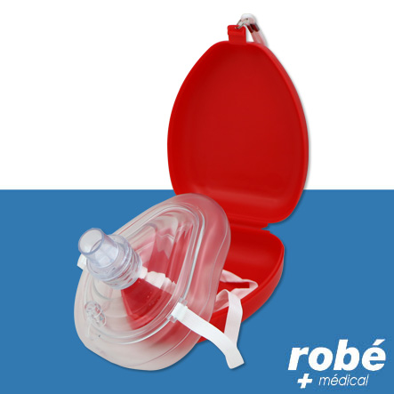 Masque de réanimation bouche à bouche, étui rigide et bourrelet gonflable (sans latex) - Rcp