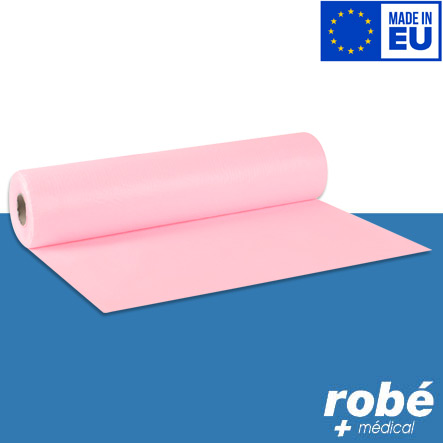 Drap d'examen gaufré plastifié Rose largeur 50cm - 27g - Fabrication européenne - Robé Médical