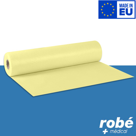 Drap d'examen gaufré plastifié Jaune largeur 50cm - 27g - Fabrication européenne - Robé Médical