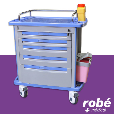 Chariot de soins multifonctions avec 5 tiroirs - 3 accessoires