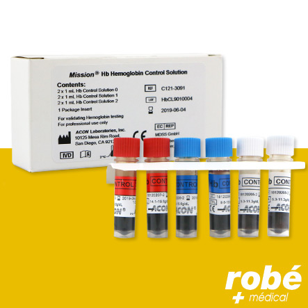 Kit de 6 solutions de contrôle pour hémoglobinomètre Mission
