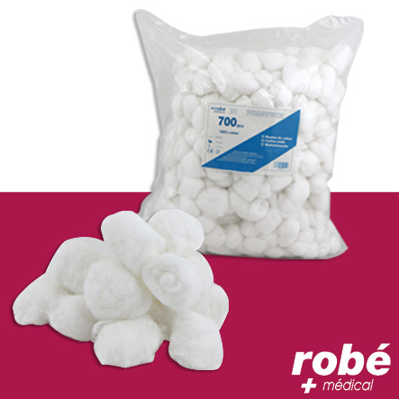 Boules de coton hydrophile 0,4-0,5g - Robé Médical - Sachet de 700