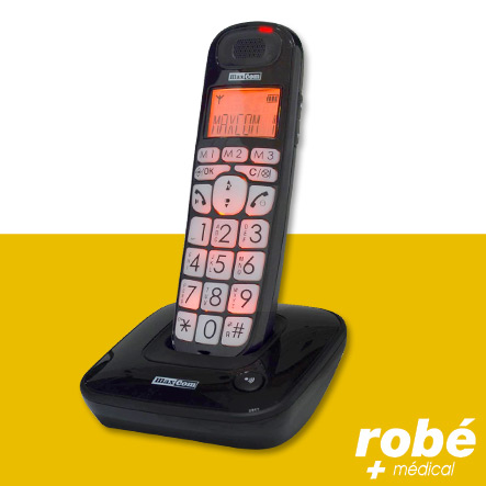 Téléphone senior sans fils compatible appareils auditifs Maxcom MC6800