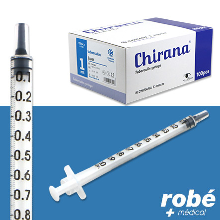 Seringues tuberculine 3 pièces 1ml Chirana Injecta - Boite de 100