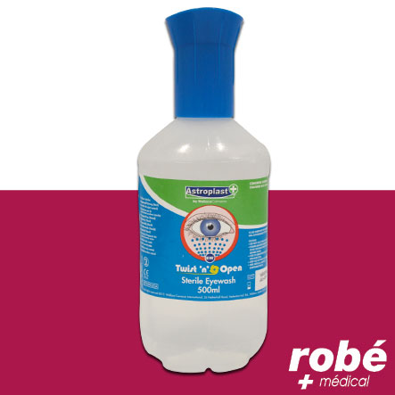 Flacon de sérum physiologique pour station de lavage oculaire Astroplast - Flacon de 500ml