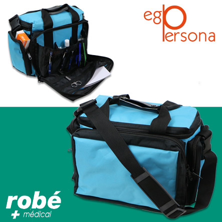 Mallette infirmière Ego Persona avec rangements multiples - Turquoise - Dim. 41 x 26 x 26cm
