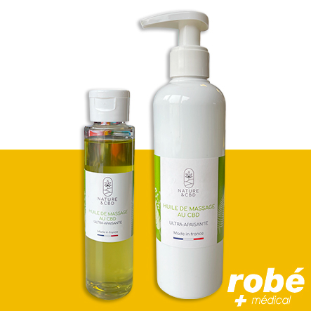 Huile de massage CBD 3% - Nature & CBD - 100% origine végétale. Fabrication Française - Flacon 100ml