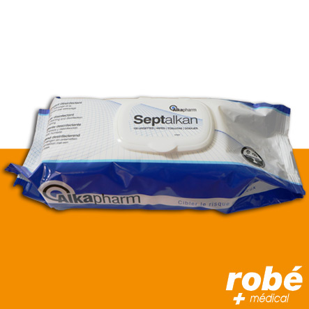 Lingettes détergentes désinfectantes - Septalkan, Sachet de 100