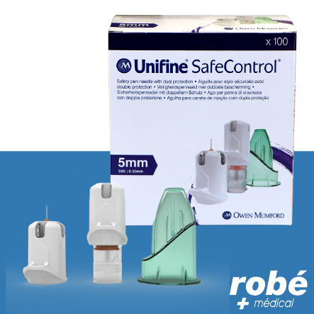 Aiguilles sécurisées pour stylo à insuline - Unifine® SafeControl® - Owen Mumford - Boite de 100