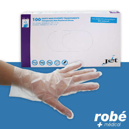 Gants non poudrés Tpe avec fixation étanche au poignet - Boîte de 100