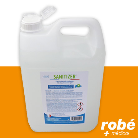 Gel hydroalcoolique Sanitizer - Fabrication Française - Bidon de 5L