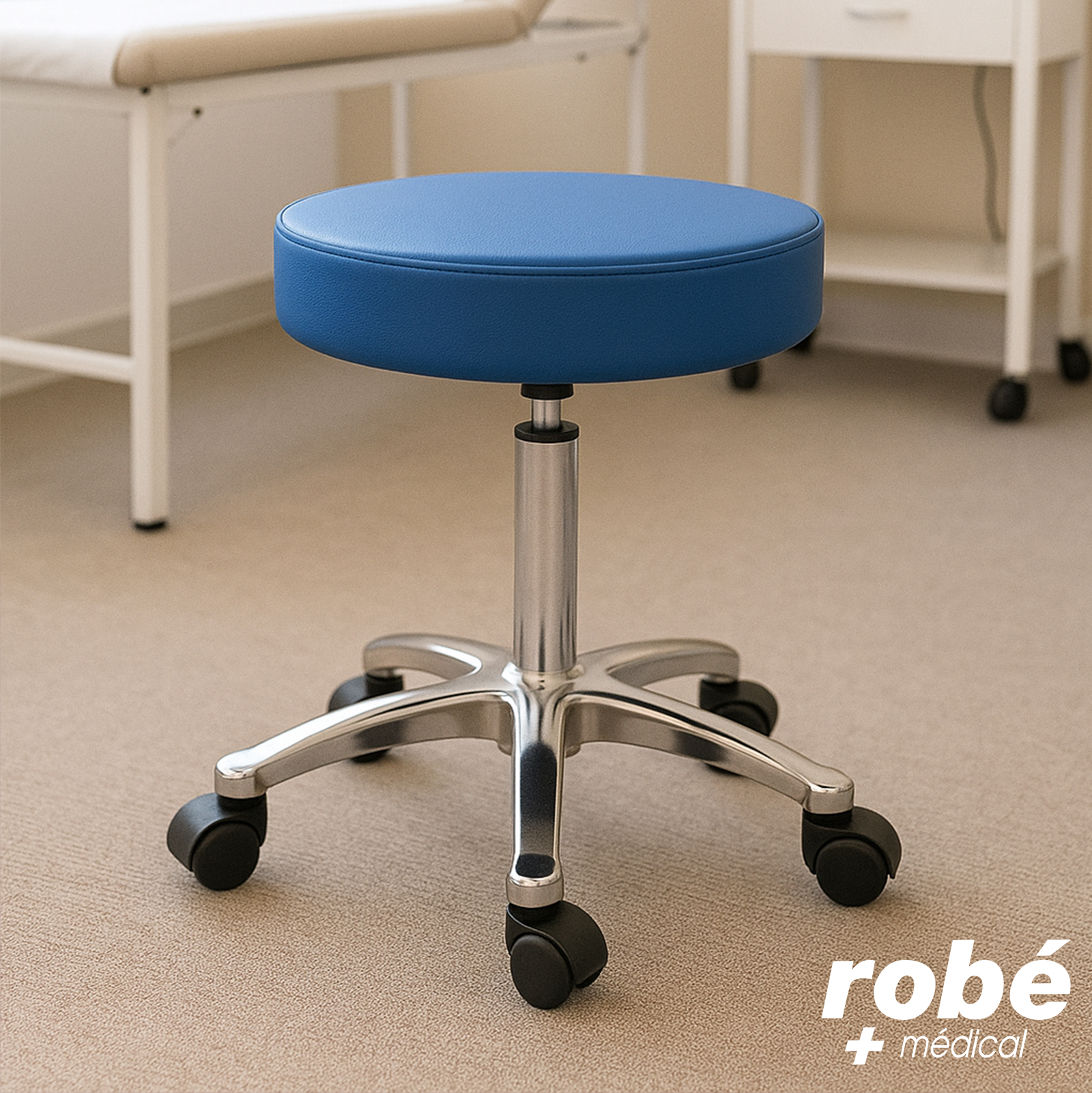 Tabouret Egvar à hauteur variable - Piètement métal - Grand confort