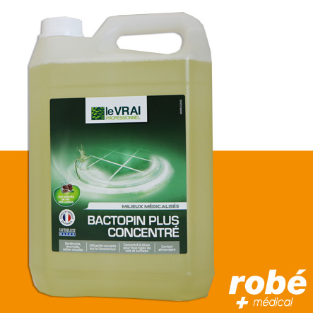Détergent désinfectant ultra concentré sols et surfaces - Bactopin Plus - Bidon de 5L