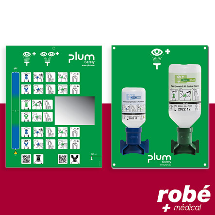 Station de lavage oculaire combinée pH Neutral et Lave-oeil - Plum