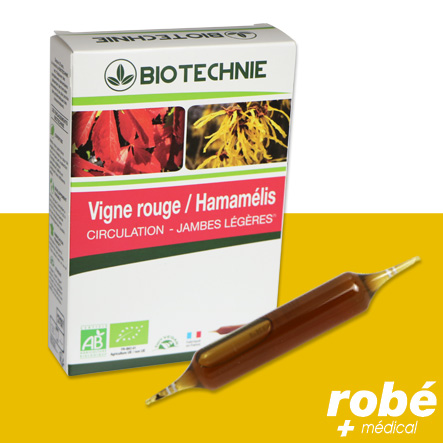 Ampoules à boire Bio Vigne rouge-Hamamélis - Biotechnie - Boite de 20