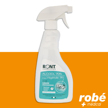 Spray alcool d'origine végétale 70°- Senteur Eucalyptus - Agréé TP2 - Flacon de 500ml