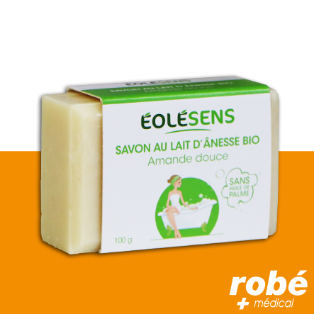 Savon Bio au lait d'ânesse bio et huiles végétales d'amande douce - 100g - Éléosens