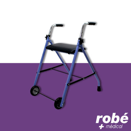 Déambulateur 2 roues - réglable, avec assise et pliable