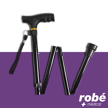 Canne pliable hauteur réglable noir - 125 kg
