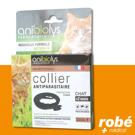 Collier antiparasitaire pour chat Anibiolys, substances actives d'origine végétale