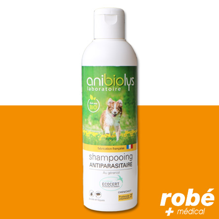 Shampoing antiparasitaire Eco Soin bio au géraniol, pour chien - 250ml