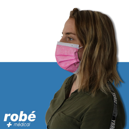 Masques chirurgicaux Type II Efb 98% Rose - Inspire haute respirabilité - Boîte de 50