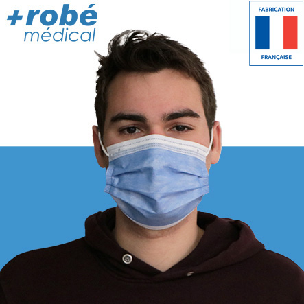 Masques chirurgicaux IIR Efb>98% Bleu - Fab. Française - Inspire haute respirabilité - Boite de 50
