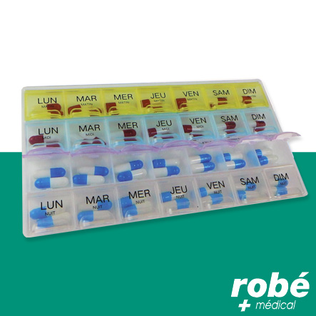 Semainier 4 prises par jour - Pour médicaments et compléments alimentaires - Robemed