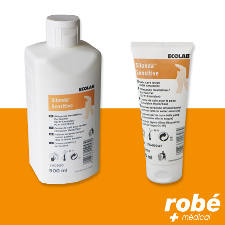 Crème de soin pour la peau Silonda Sensitive Ecolab - Tube de 100ml et flacon de 500ml