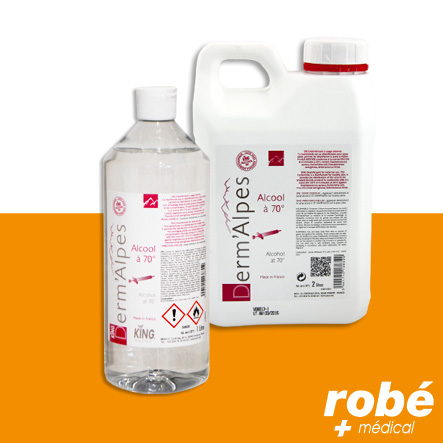Alcool 70° usage externe - Flacon de 1L et bidon de 2L