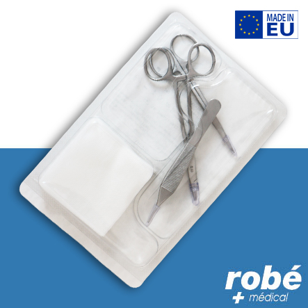 Set de suture stérile à usage unique, 3 instruments Inox Concept Plus et blister stérile